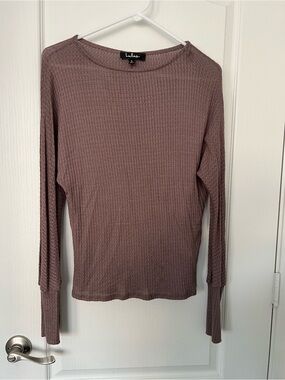 Lulu's Dusty Mauve Long Sleeve Waffle Knit Top